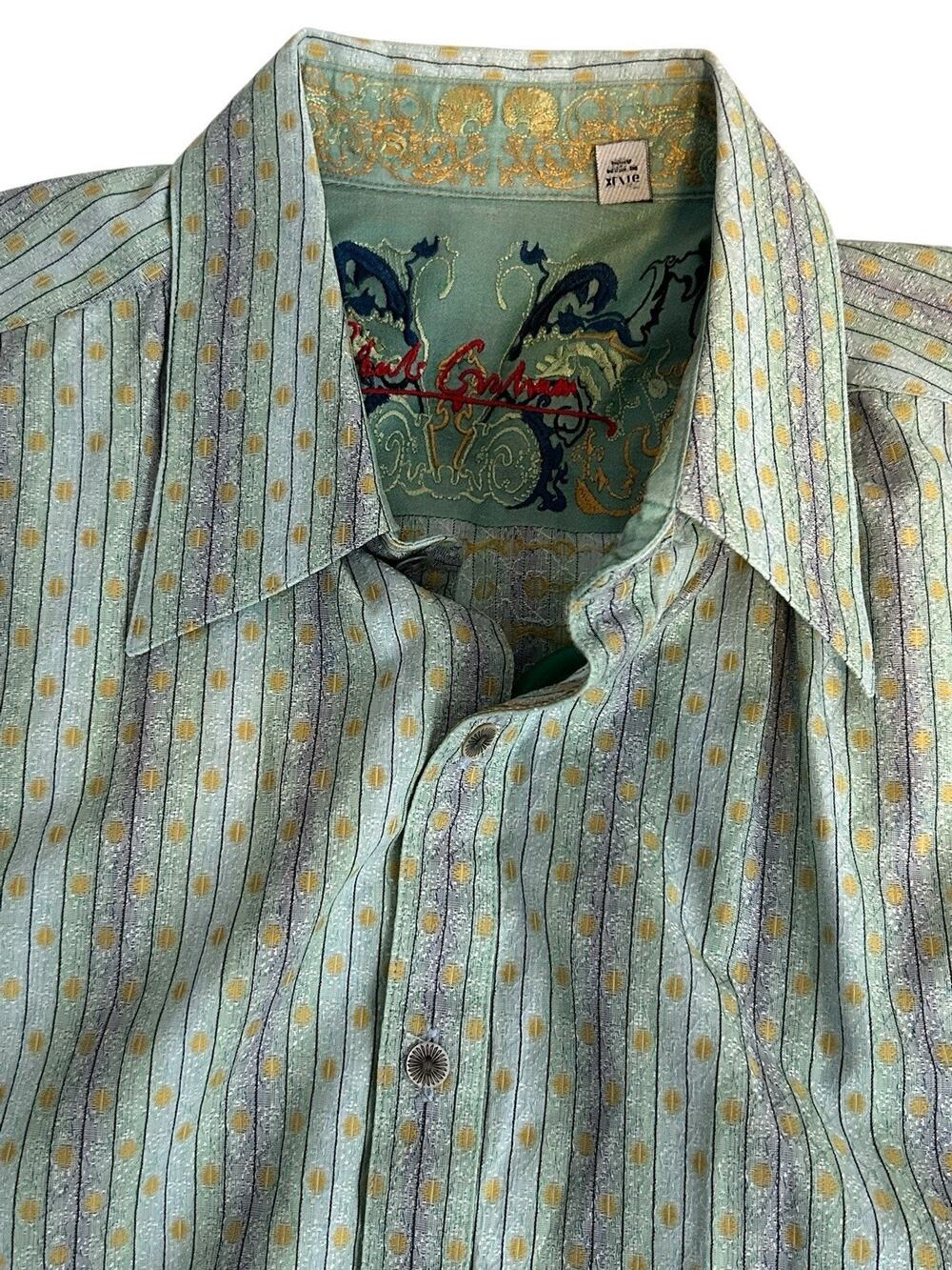 Robert Graham Mens Blue White Striped Button Down Long Sleeve Shirt XL Flip Cuff